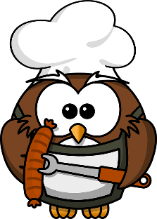 owl in BBQ apron