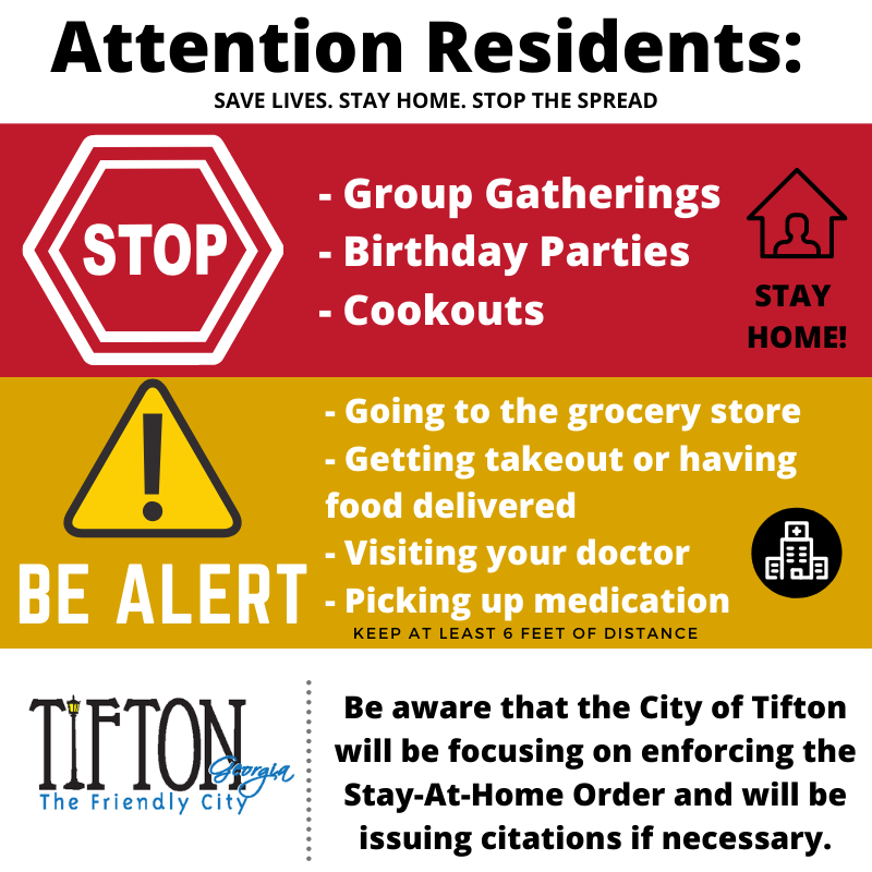 notice from city of Tifton - Stay Home