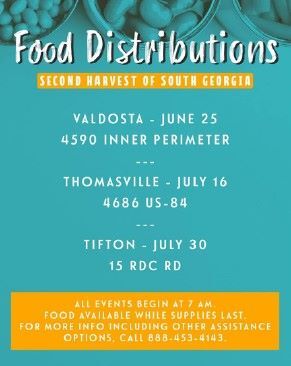 Food Distributions Flyer. All information from this flyer is listed above. 