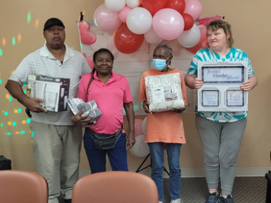 Second set of four senior bingo winners.