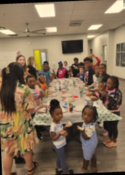 Making snow globes at the Youth Center.