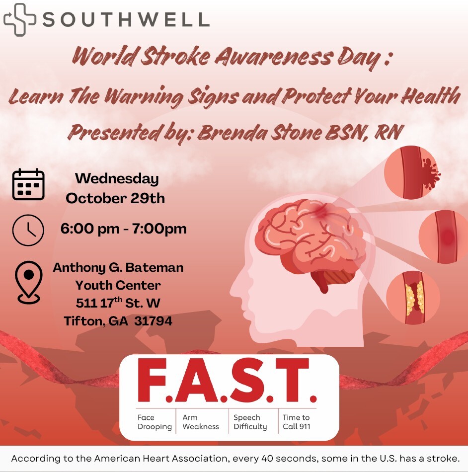 Stroke Awareness flyer. All information from this flyer is listed below.