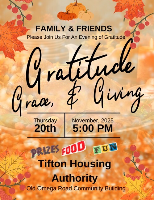 Gratitute, Grace and Giving flyer. All information as listed below