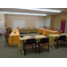 Empty tables are covered in fall and Thanksgiving themed colors and center pieces, and the bingo table its in the back corner. 