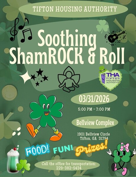 Soothing ShamROCK and Roll flyer. All information as listed in the description.