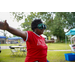  A woman from the Delta Sigma Theta sorority testing out googles that simulate being drunk 